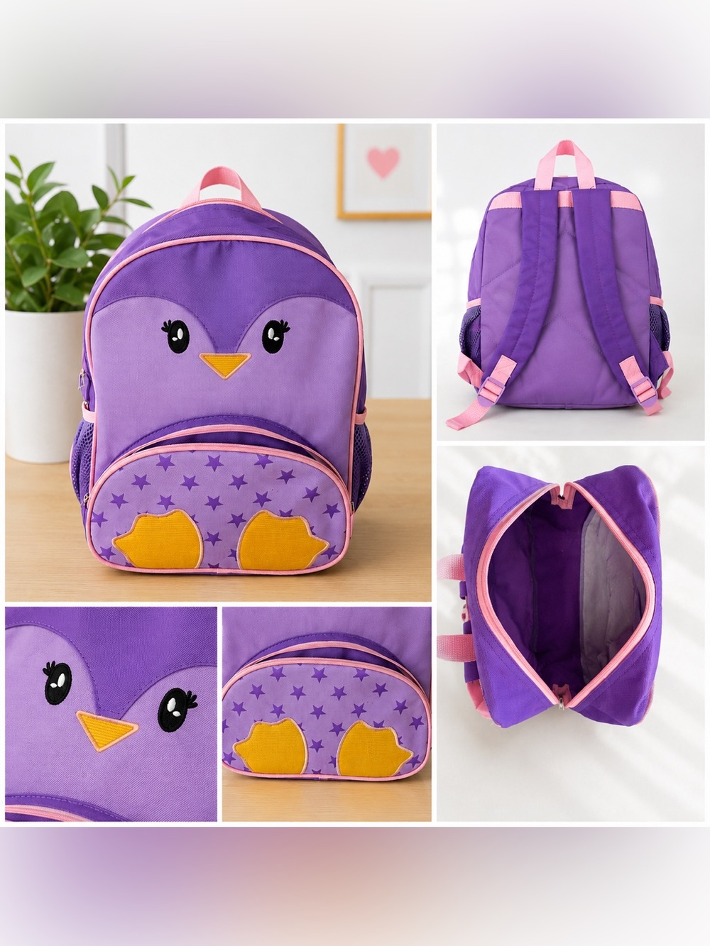 WONDER NATION PRESCHOOL 13" PENGUIN BACKPACK Purple